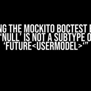 Solving the Mockito BocTest Error: “type ‘Null’ is not a subtype of type ‘Future‘”